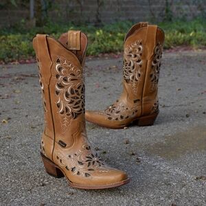 Women's Brown Embroidered Heeled Cowboy Boots